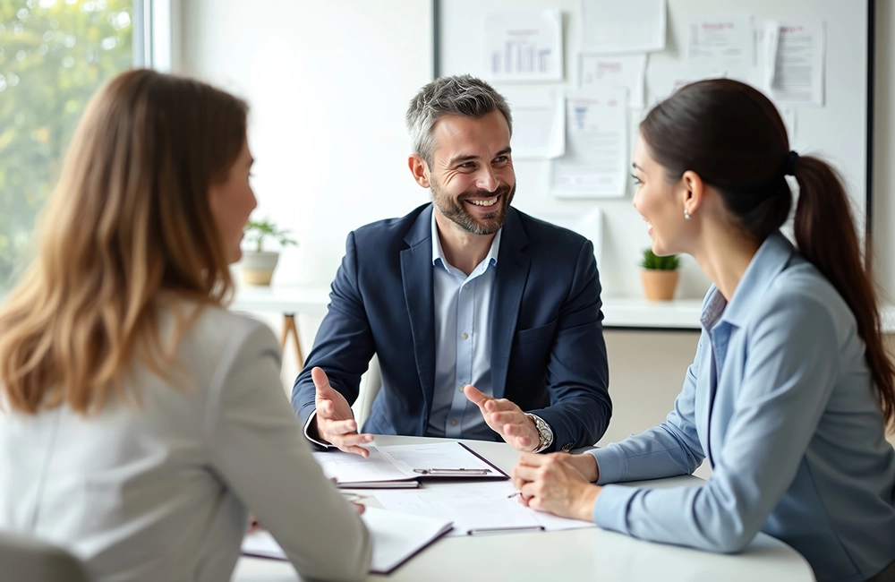 Business owner reviewing tax planning documents with a financial advisor